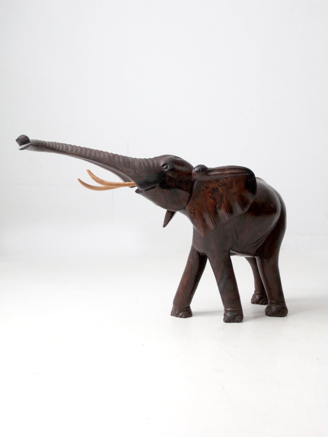 large mid-century ironwood elephant sculpture