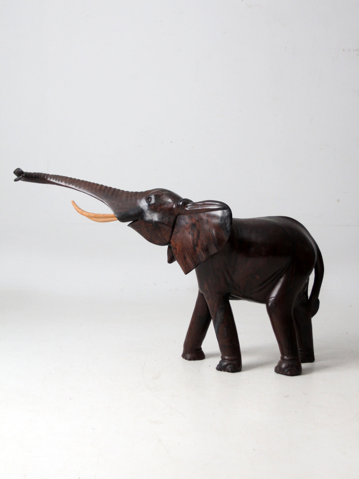 large mid-century ironwood elephant sculpture