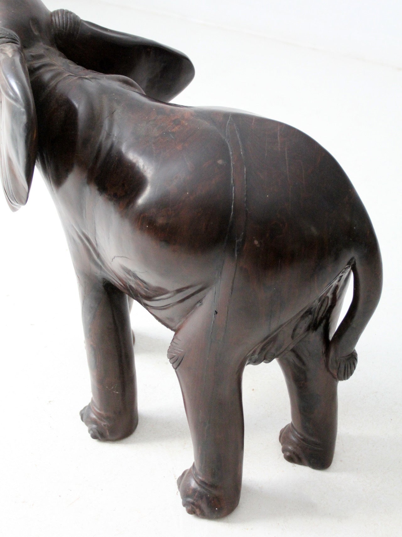 large mid-century ironwood elephant sculpture