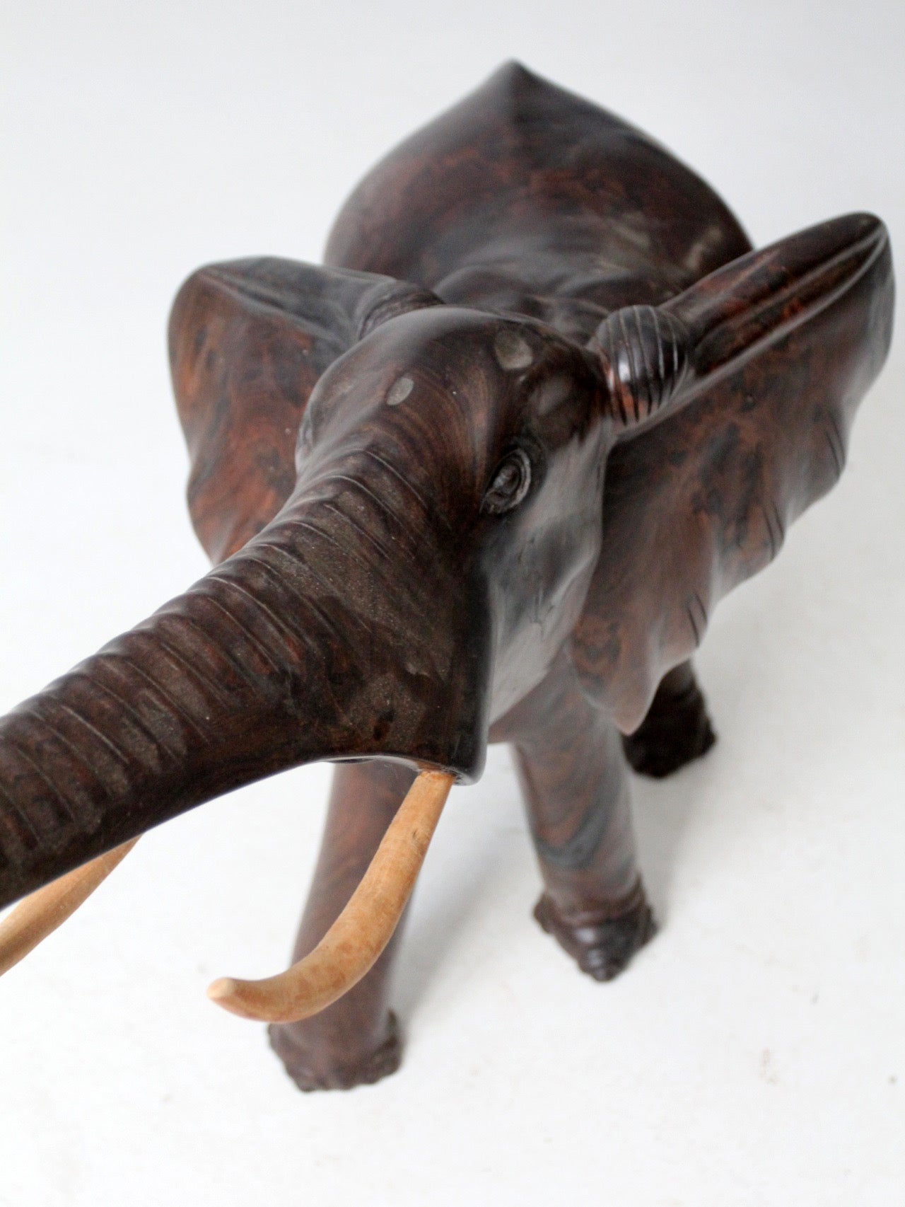 large mid-century ironwood elephant sculpture