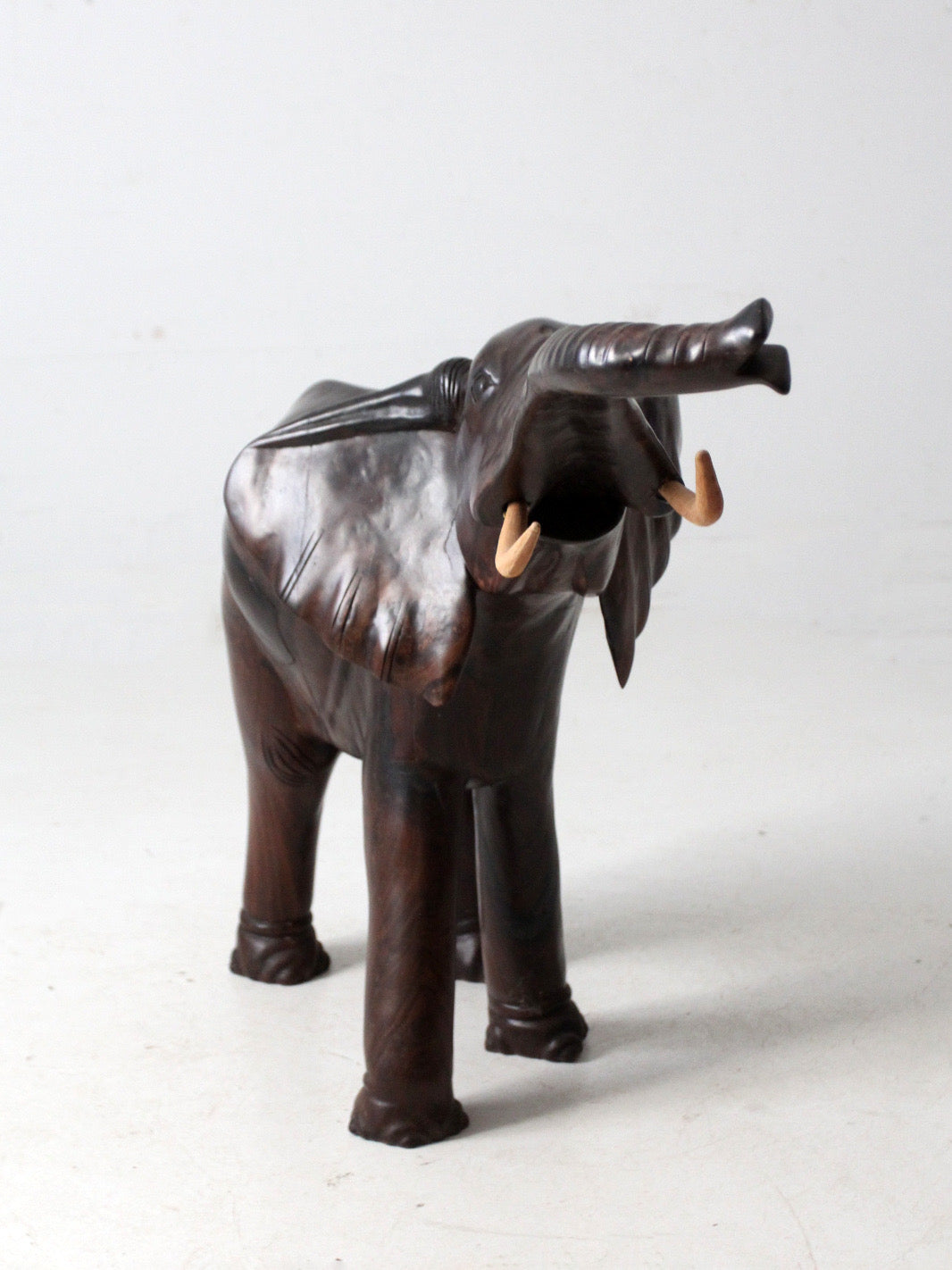 large mid-century ironwood elephant sculpture