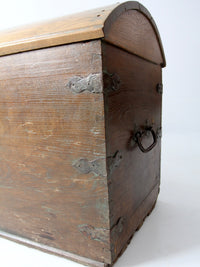 antique Norwegian folk art dome top trunk