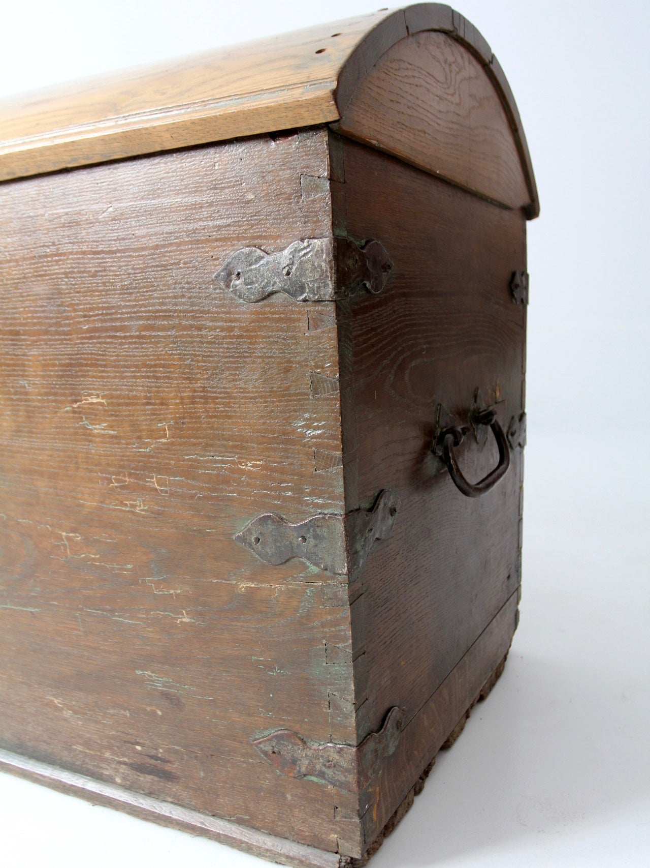 antique Norwegian folk art dome top trunk