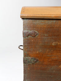 antique Norwegian folk art dome top trunk