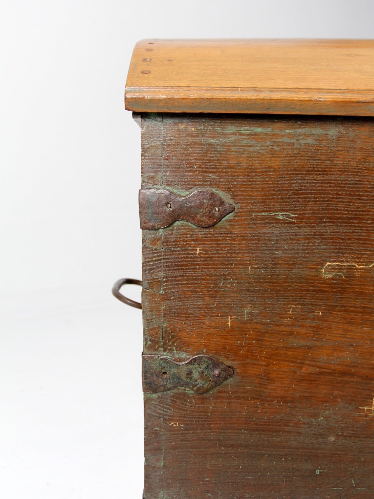 antique Norwegian folk art dome top trunk