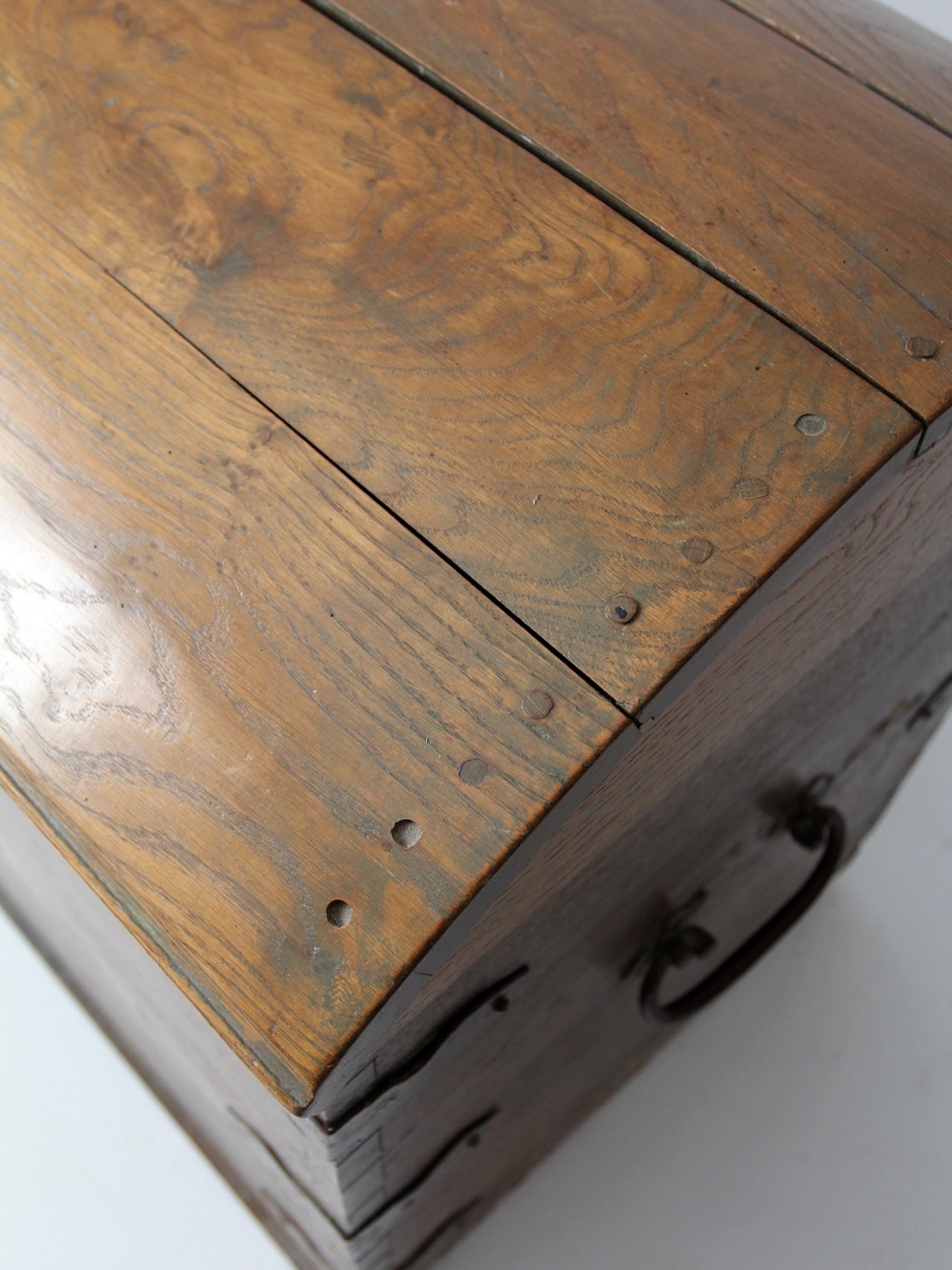 antique Norwegian folk art dome top trunk