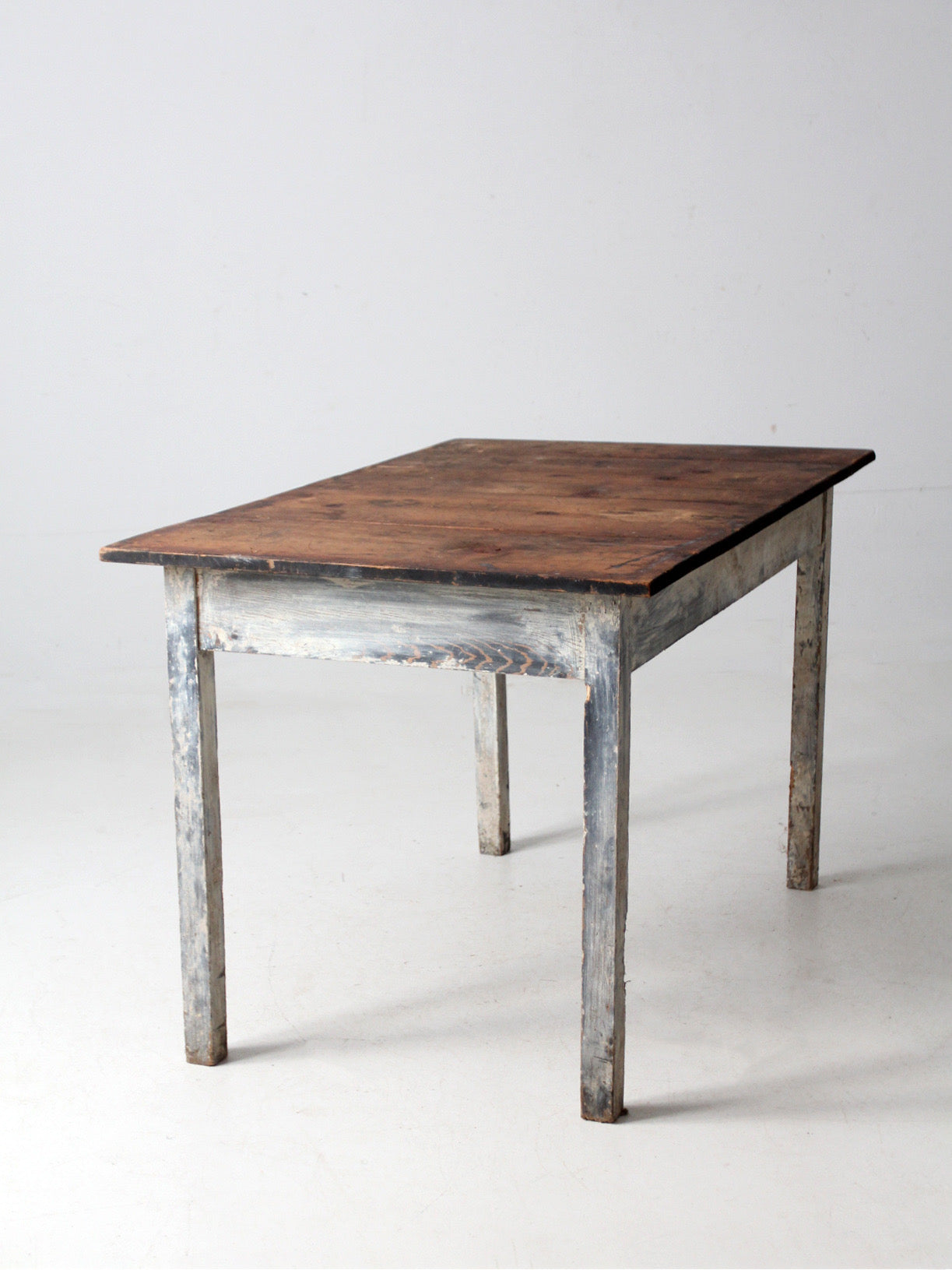 antique painted wood farmhouse table, early 20th c