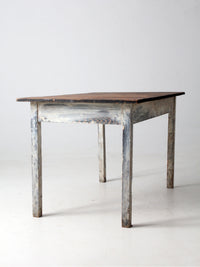 antique painted wood farmhouse table, early 20th c