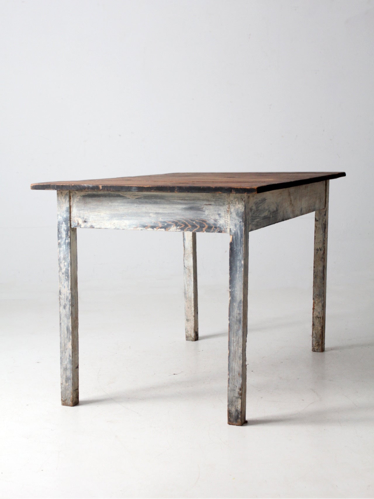 antique painted wood farmhouse table, early 20th c