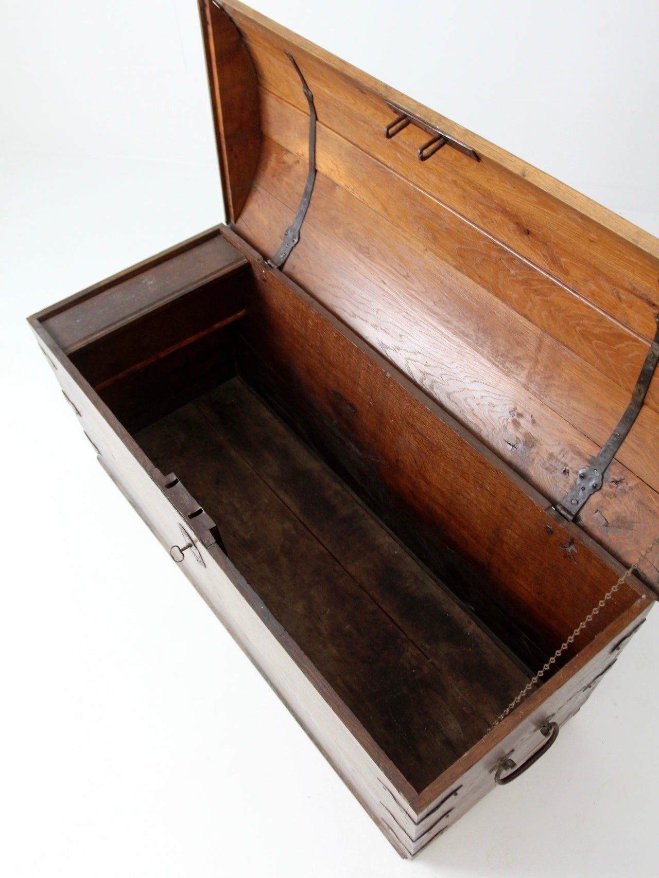 antique Norwegian folk art dome top trunk
