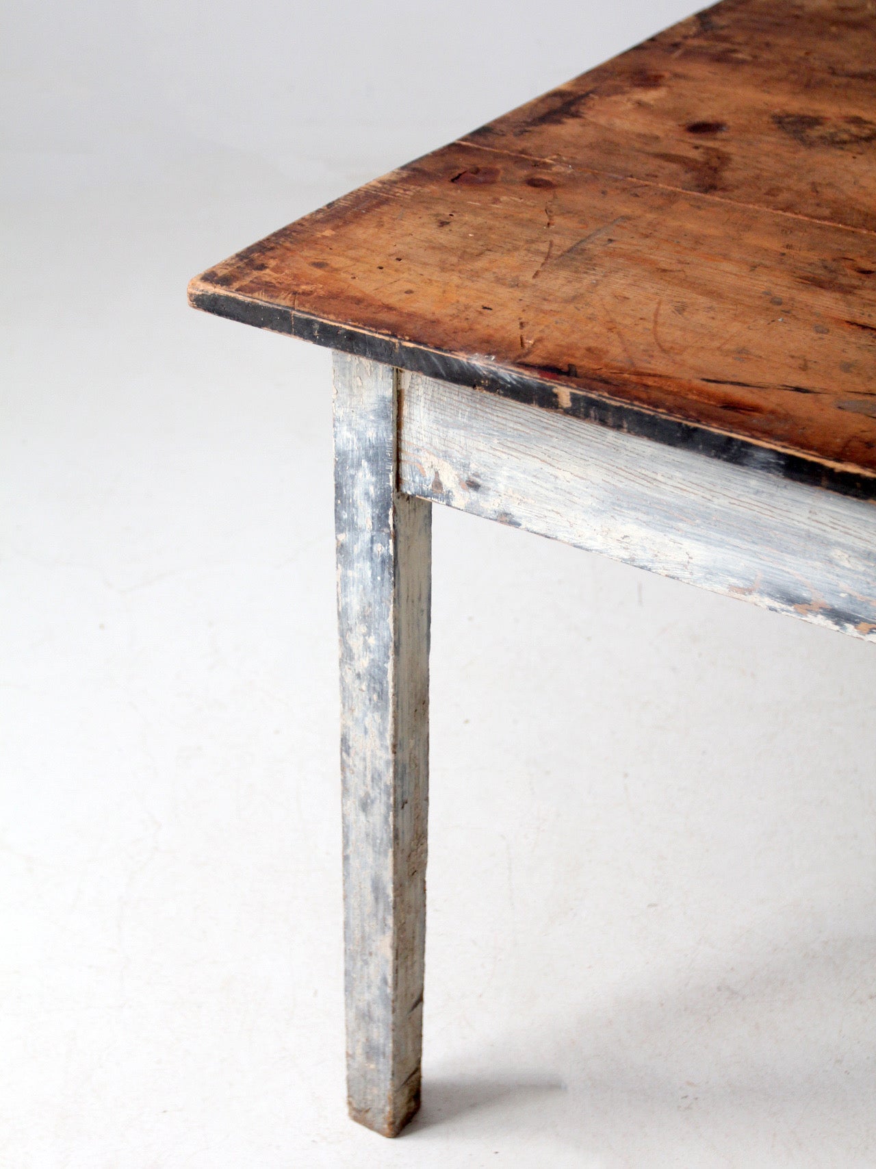 antique painted wood farmhouse table, early 20th c