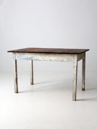 antique painted wood farmhouse table, early 20th c