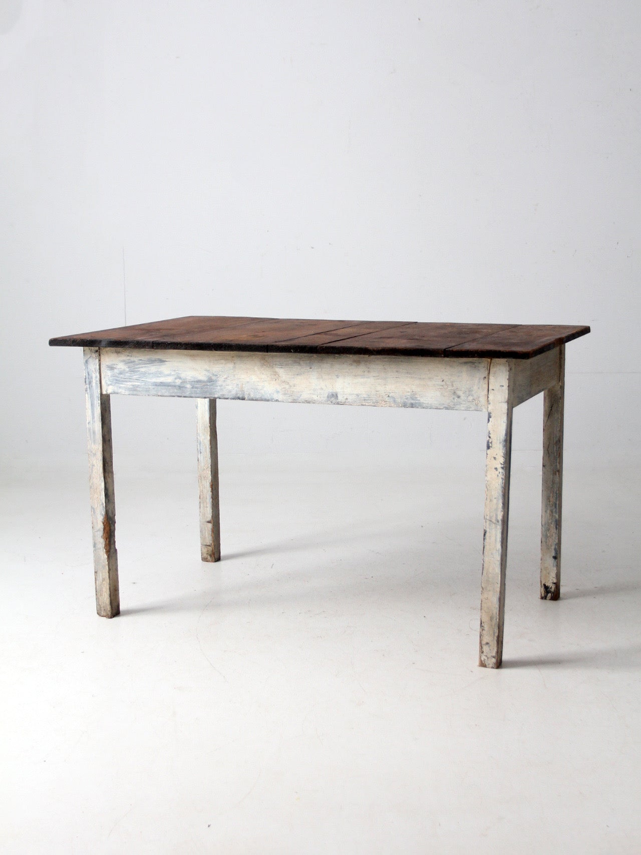 antique painted wood farmhouse table, early 20th c
