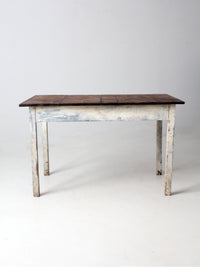 antique painted wood farmhouse table, early 20th c