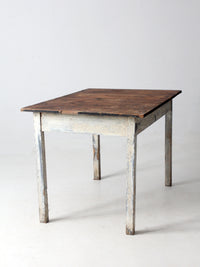 antique painted wood farmhouse table, early 20th c