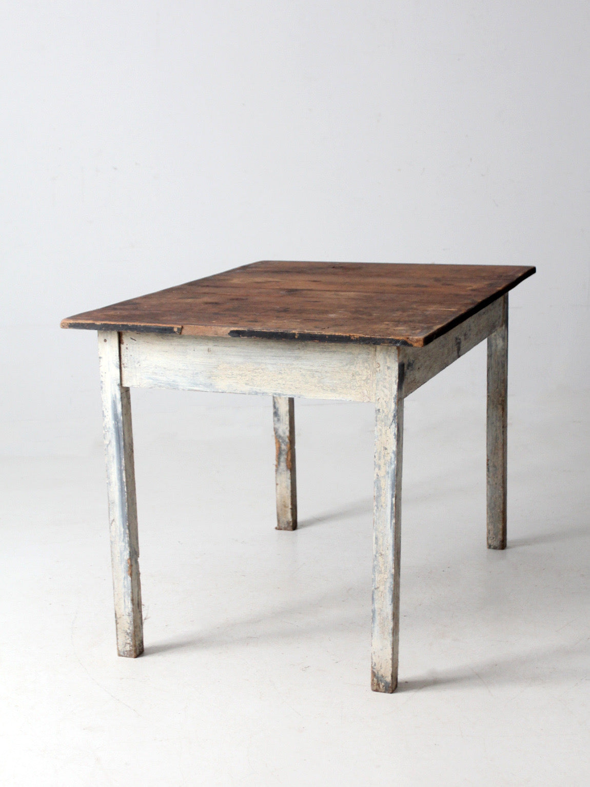antique painted wood farmhouse table, early 20th c