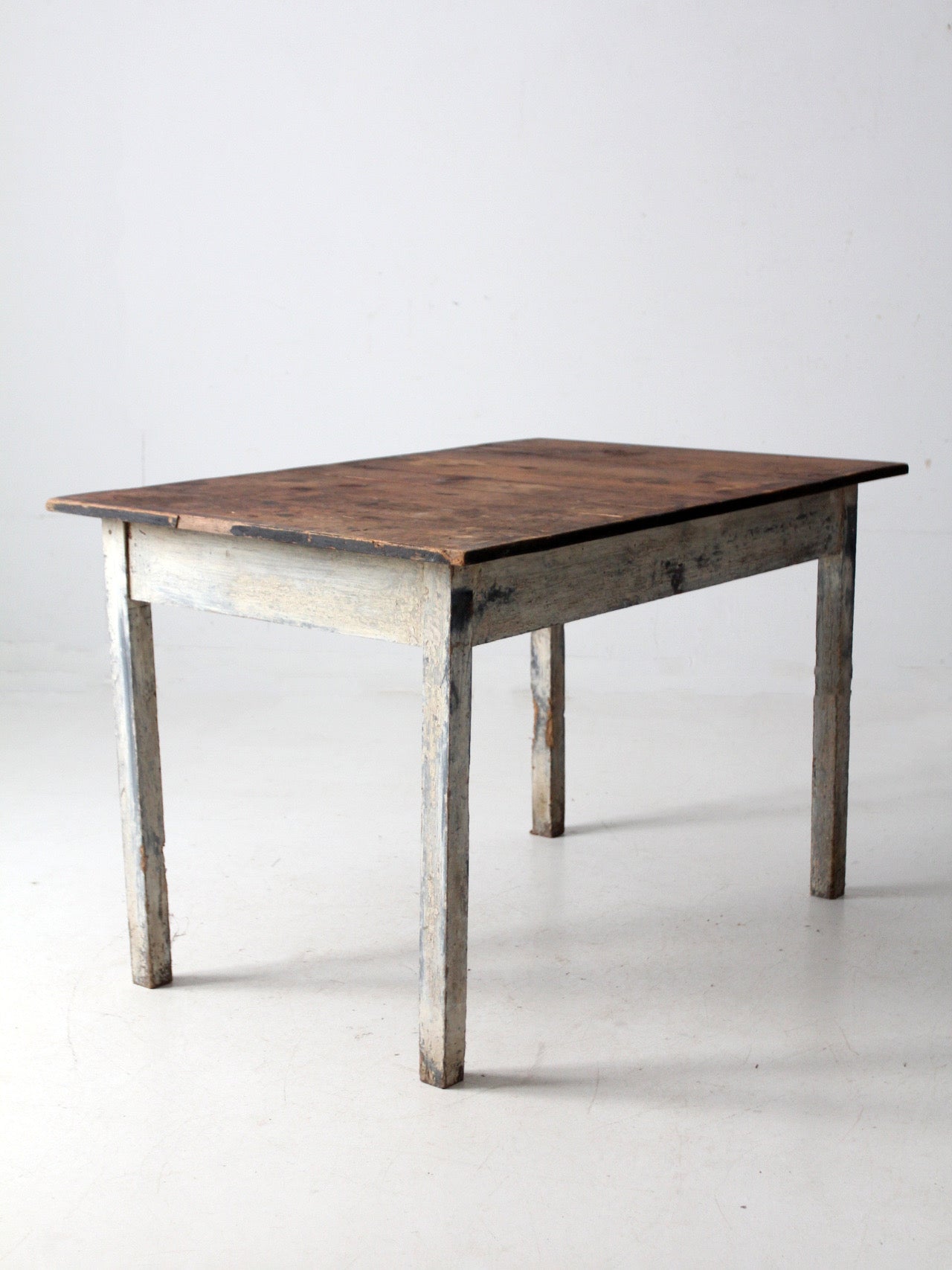 antique painted wood farmhouse table, early 20th c