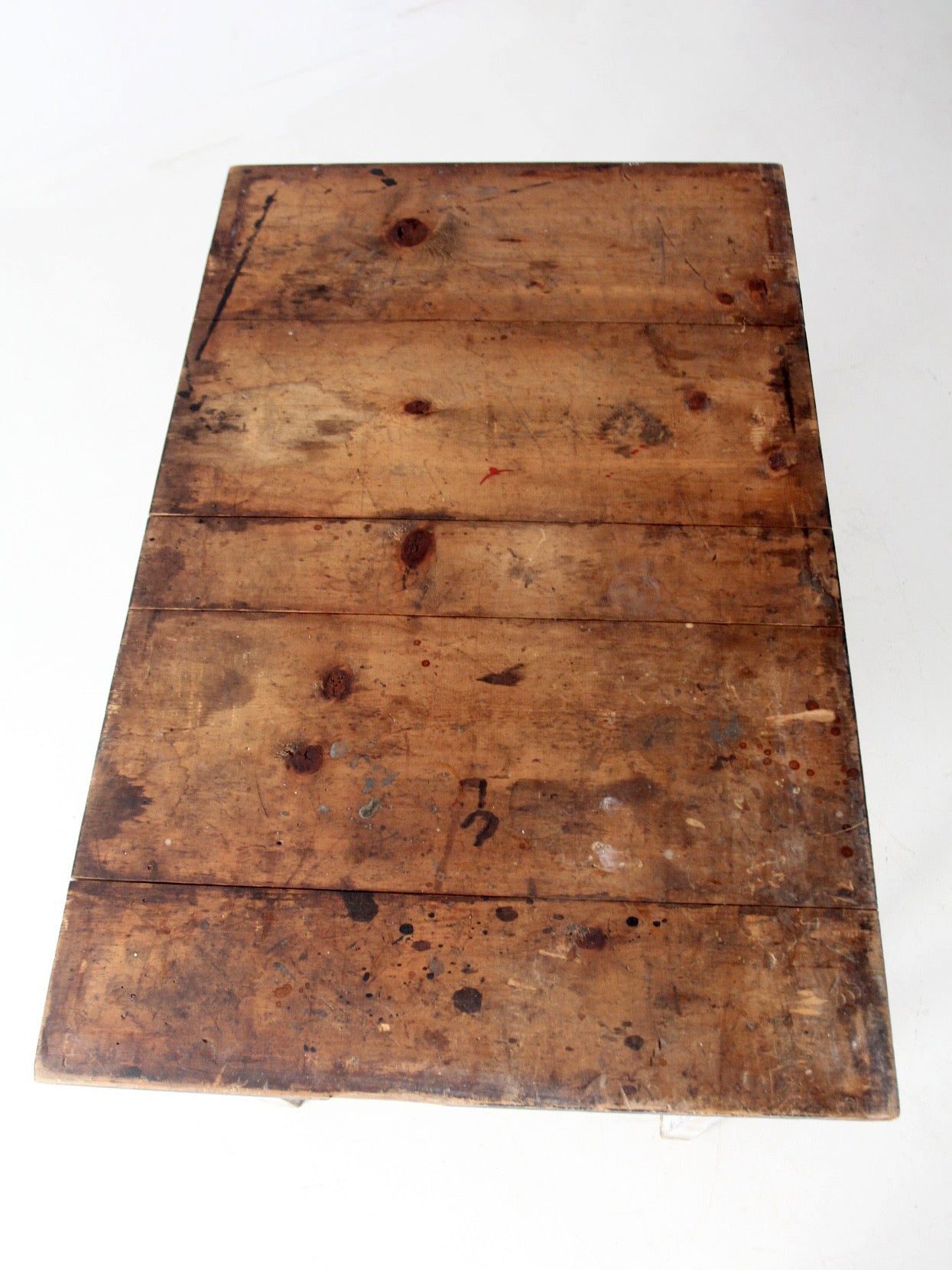 antique painted wood farmhouse table, early 20th c