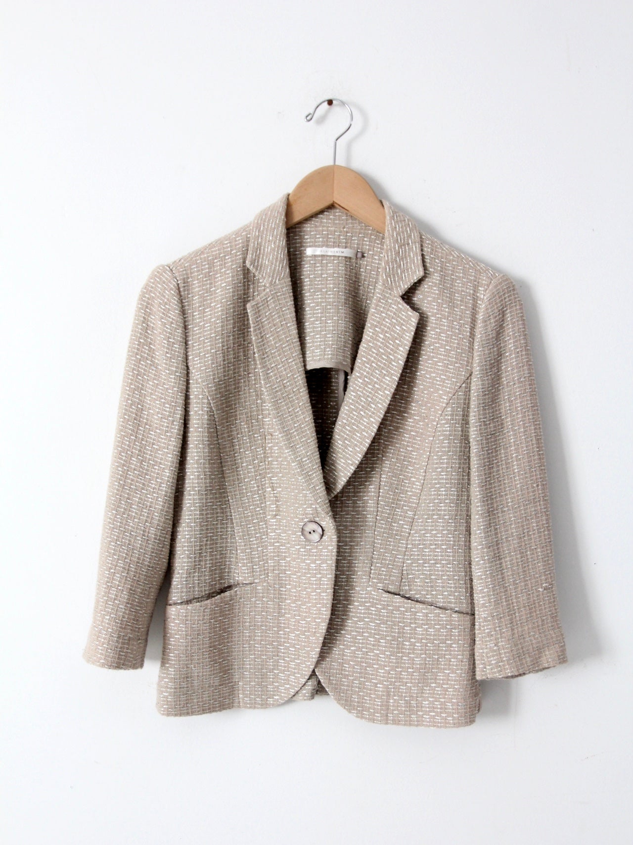 vintage Elaine Kim textured beige metallic blazer