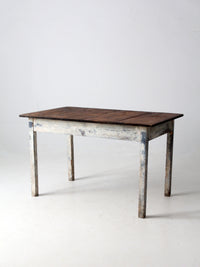antique painted wood farmhouse table, early 20th c