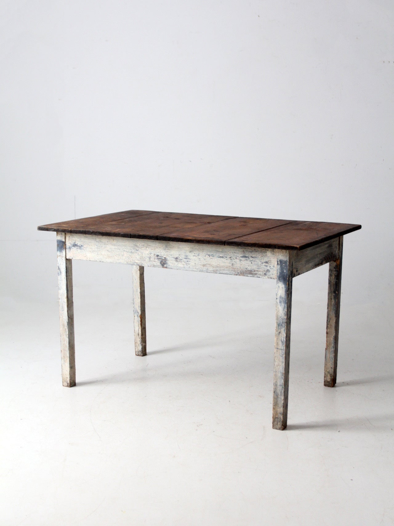 antique painted wood farmhouse table, early 20th c