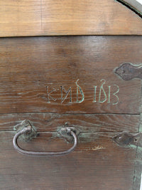 antique Norwegian folk art dome top trunk