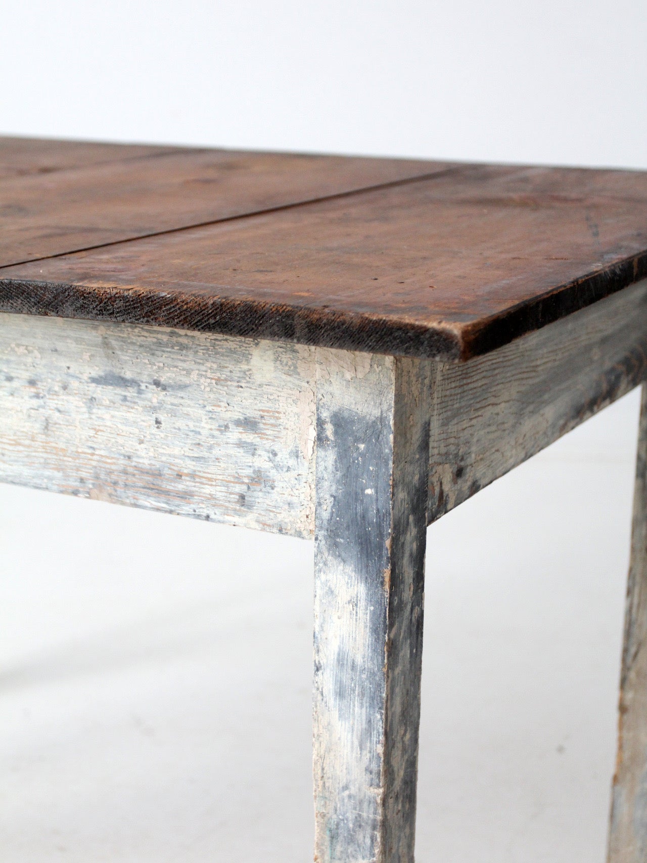 antique painted wood farmhouse table, early 20th c
