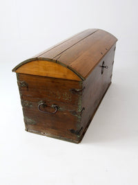 antique Norwegian folk art dome top trunk