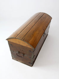 antique Norwegian folk art dome top trunk