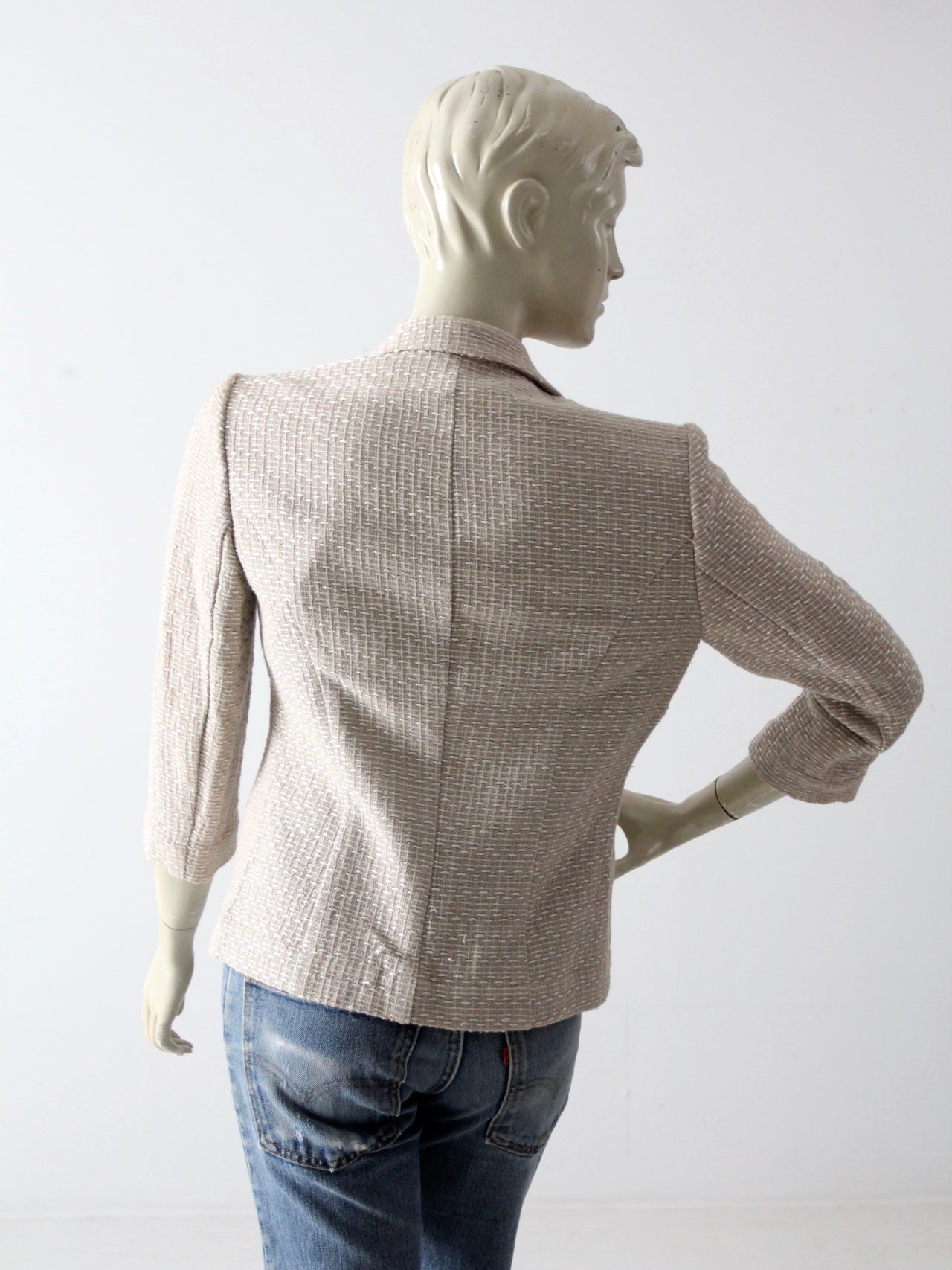 vintage Elaine Kim textured beige metallic blazer