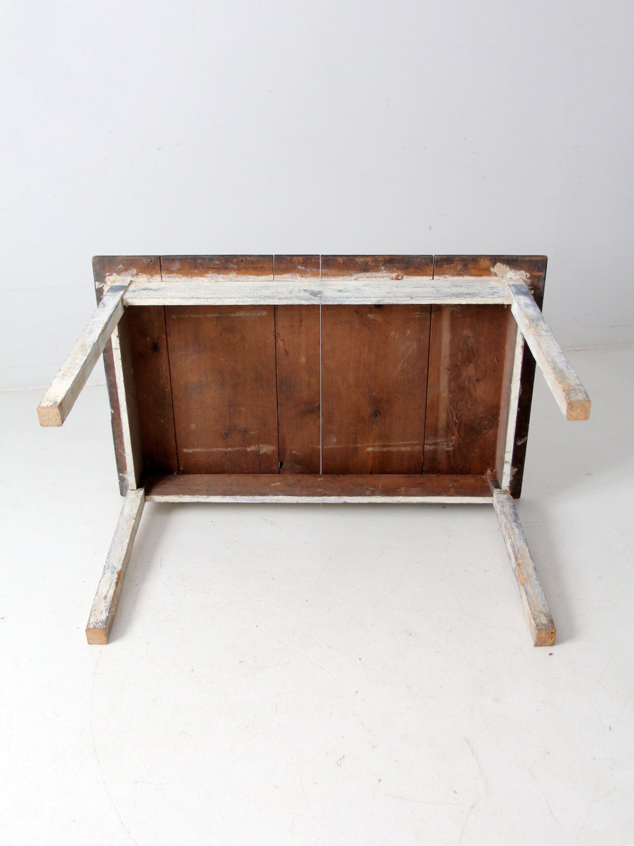 antique painted wood farmhouse table, early 20th c