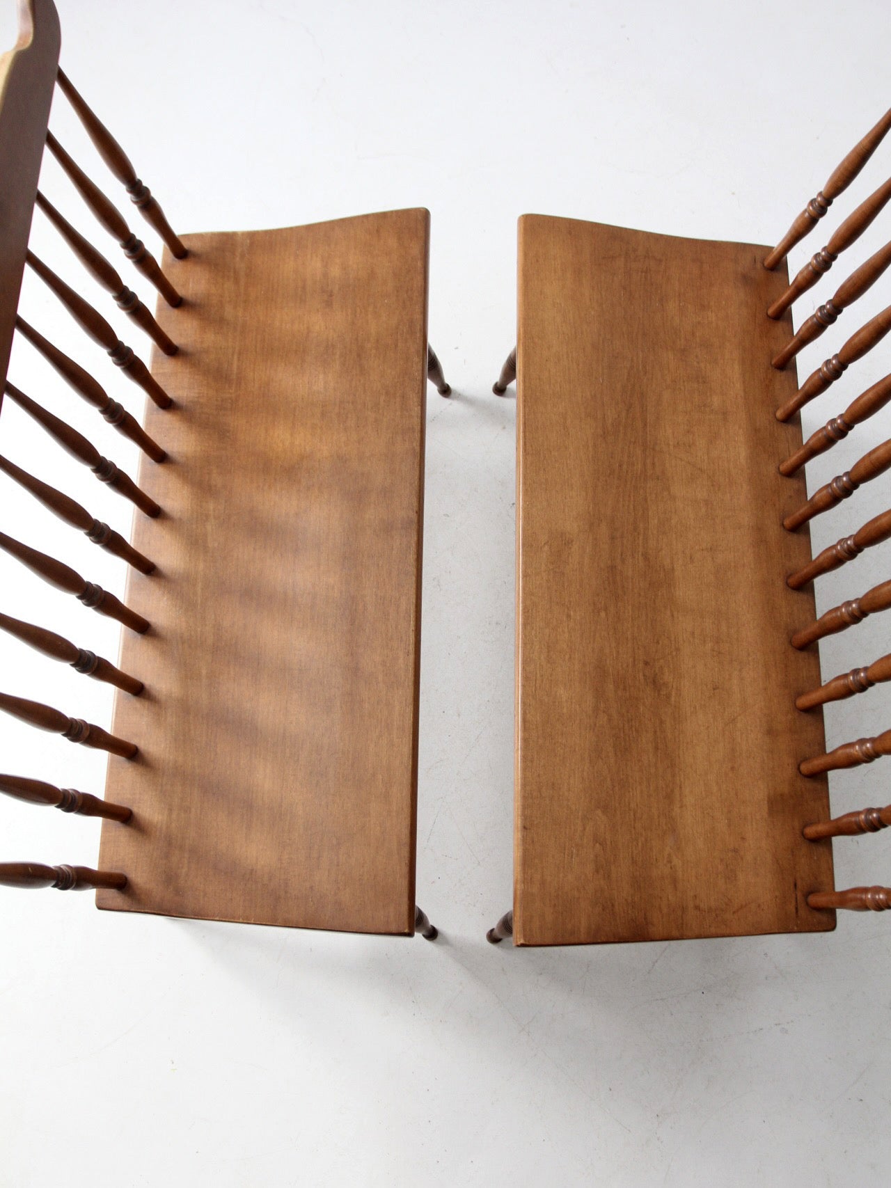 pair of mid-century colonial revival maple benches by Sprague & Carleton