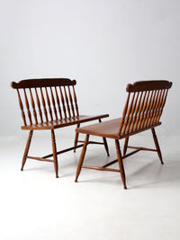 pair of mid-century colonial revival maple benches by Sprague & Carleton