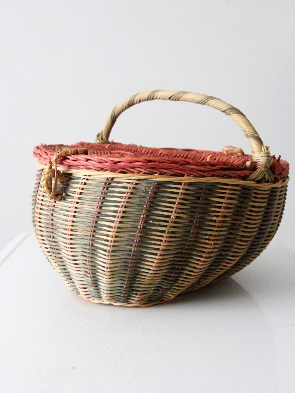 美品　Vintage picnic basket Vintage Woven Picnic Basket – Olde Tyme Marketplace
