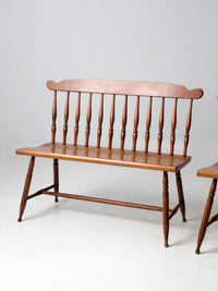 pair of mid-century colonial revival maple benches by Sprague & Carleton