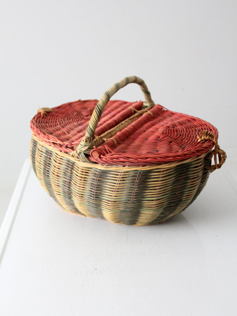 vintage watermelon picnic basket