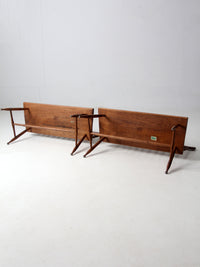 pair of mid-century colonial revival maple benches by Sprague & Carleton