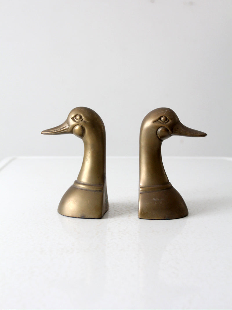 mid century brass duck bookends