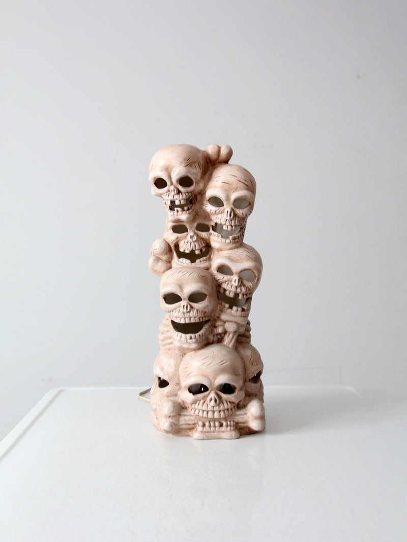 vintage lighted ceramic skull stack