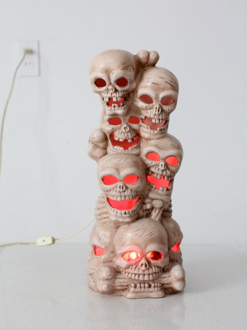 vintage lighted ceramic skull stack