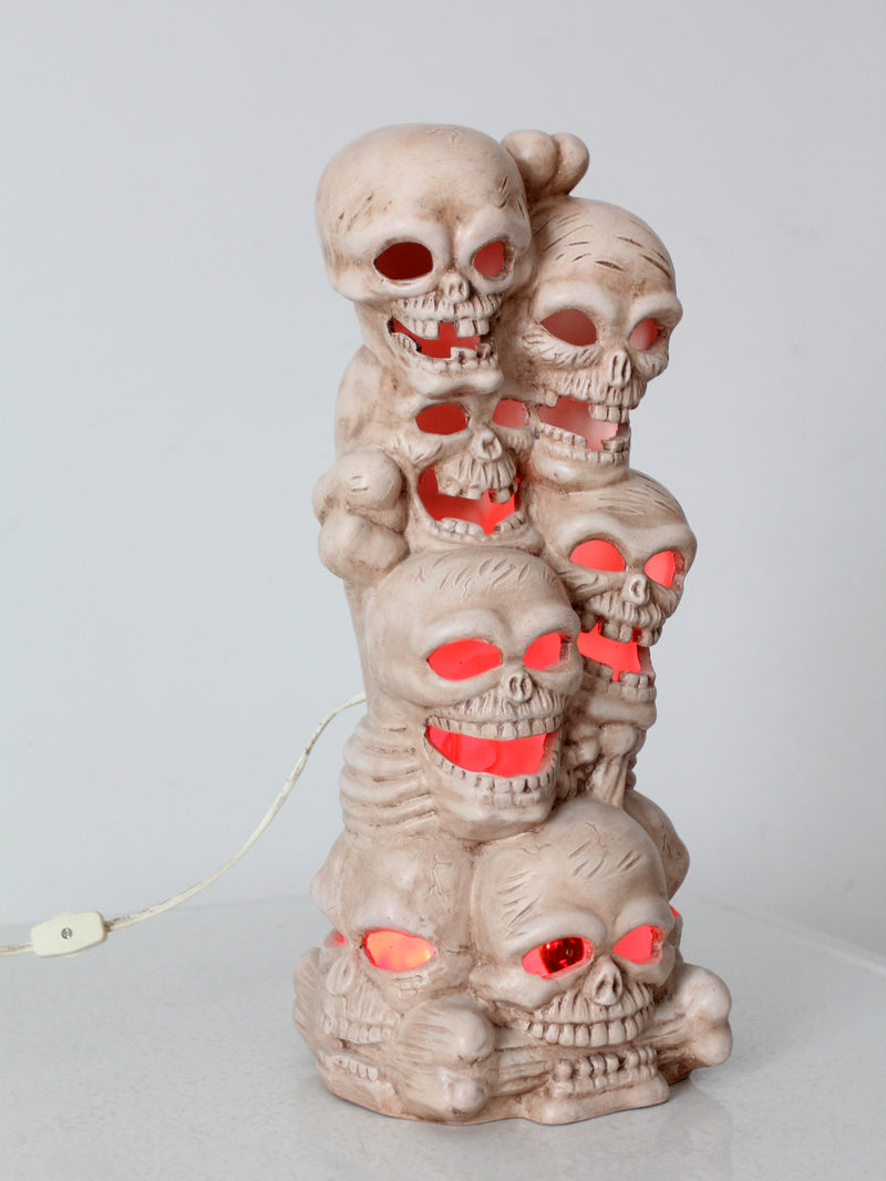 vintage lighted ceramic skull stack