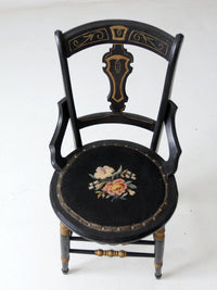 antique needlepoint seat accent chair
