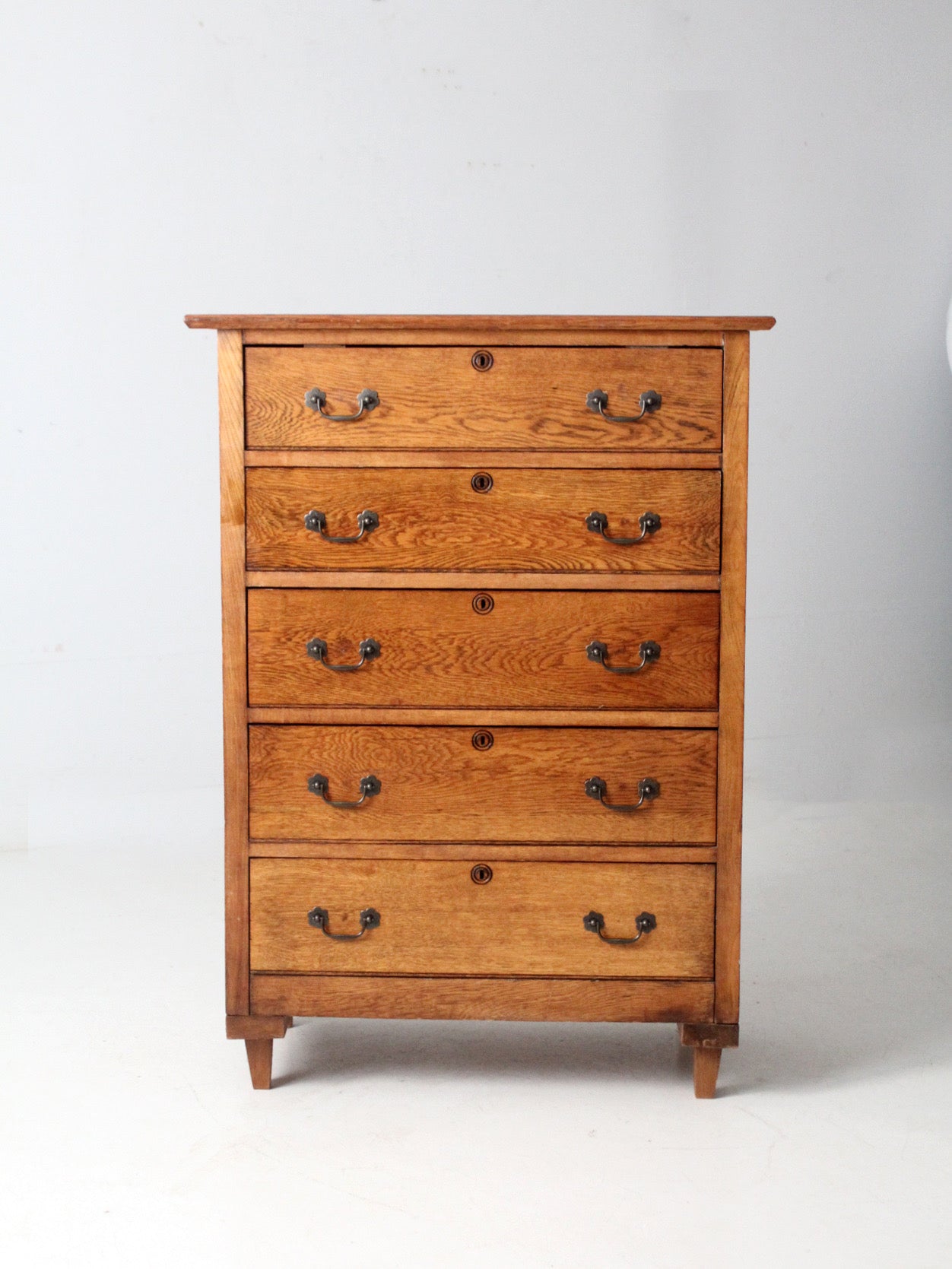 early 20th century American oak highboy dresser  86 Vintage