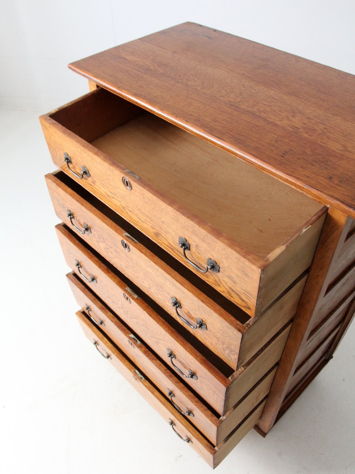 early 20th century American oak highboy dresser