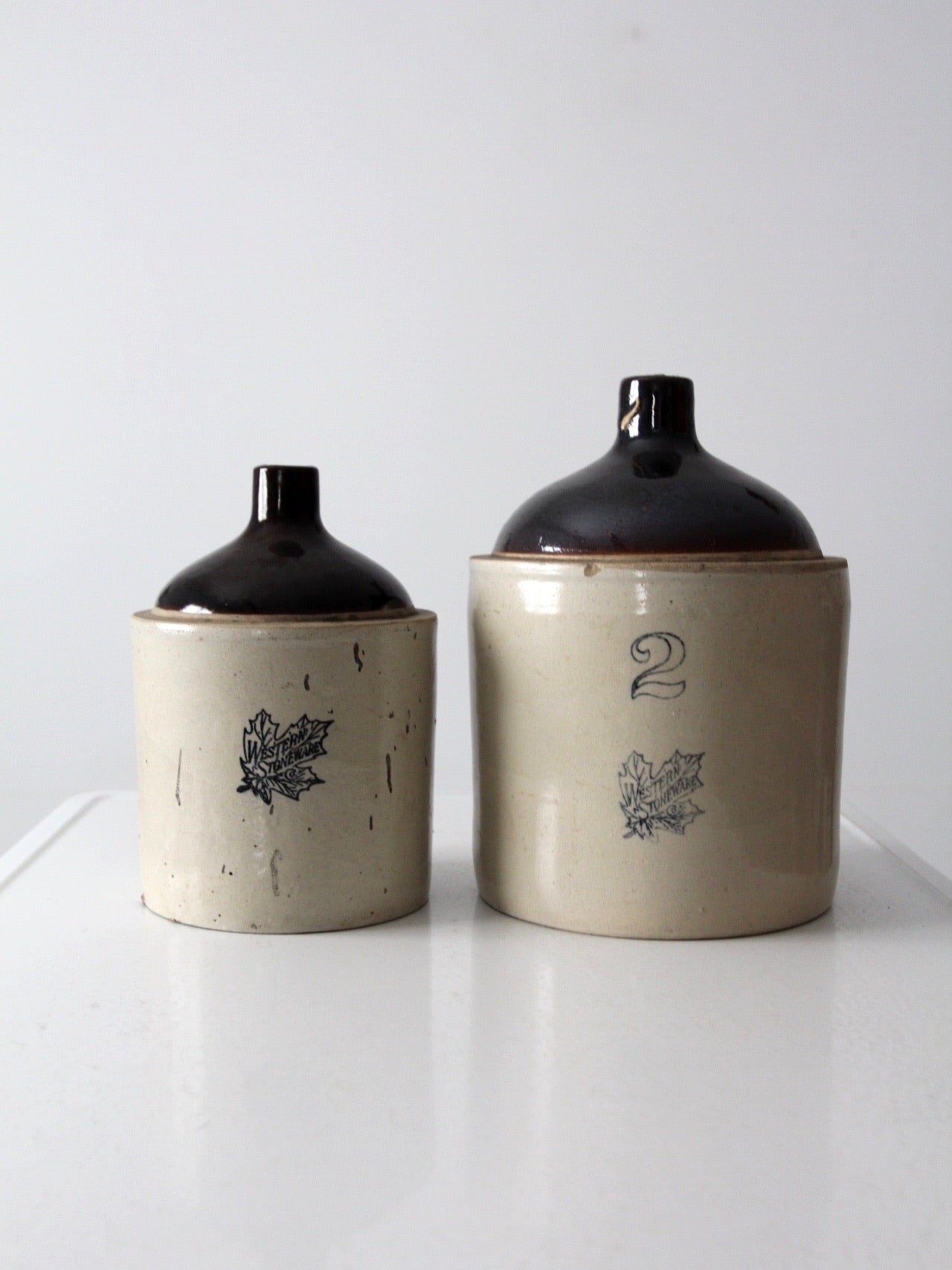 antique Western Stoneware jug set of 2