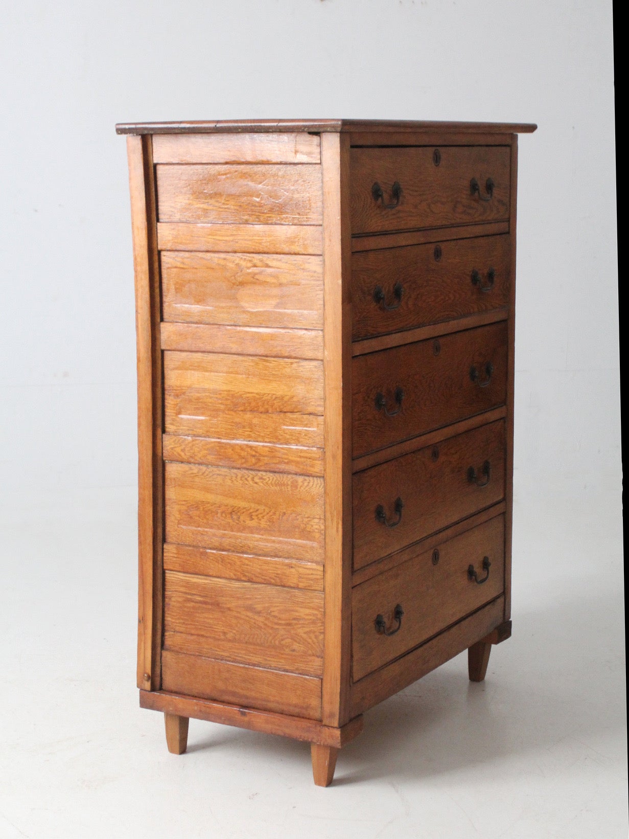 early 20th century American oak highboy dresser