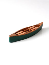 mid-century handmade wooden canoe model