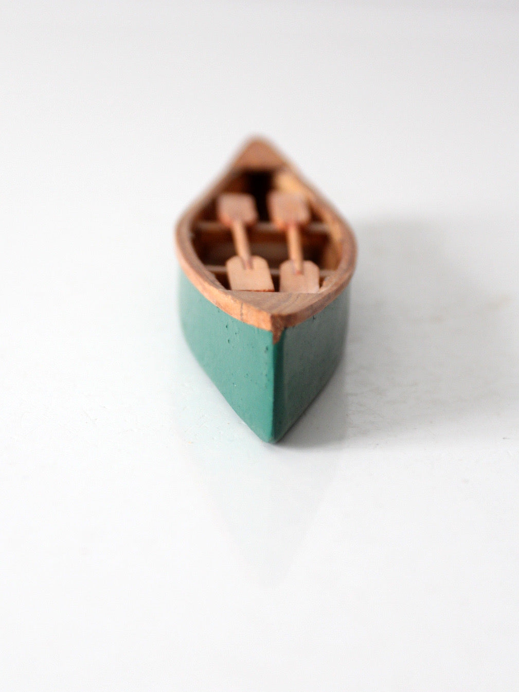 mid-century handmade wooden canoe model