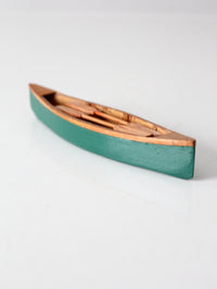 mid-century handmade wooden canoe model