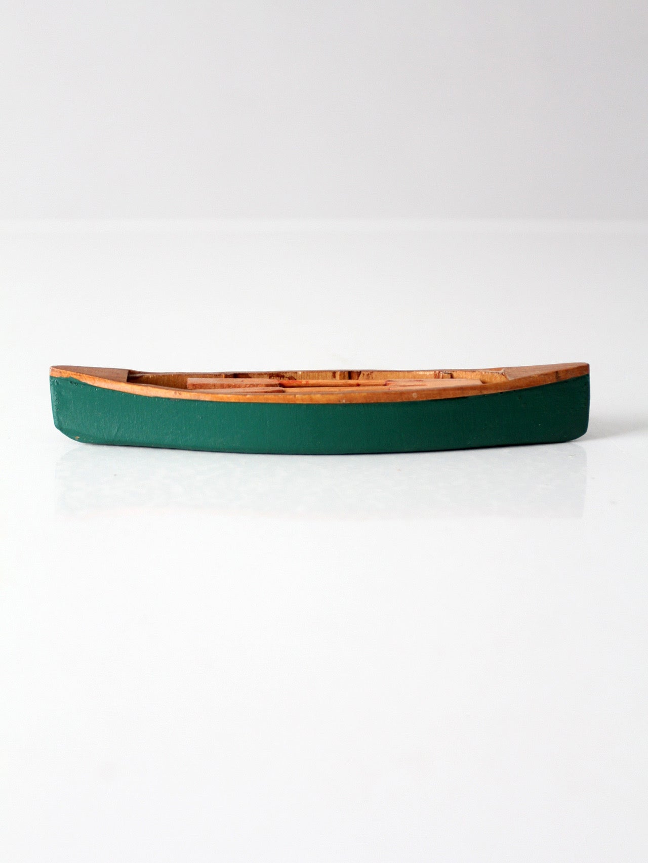 mid-century handmade wooden canoe model